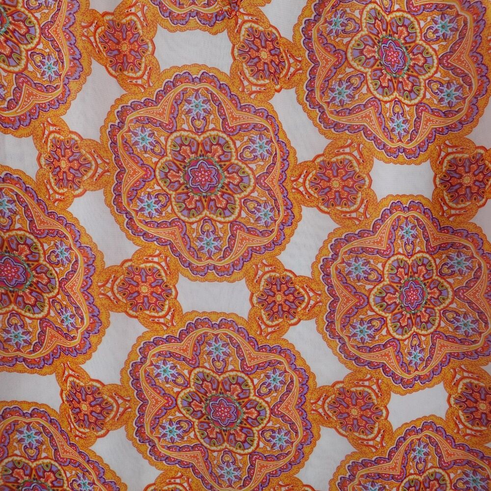 Peck & Peck Blouse Women's Medium Orange White Medallion Lined Fall Halloween - Picture 3 of 11